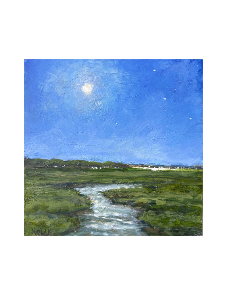 Full Moon Marsh Oil Painting