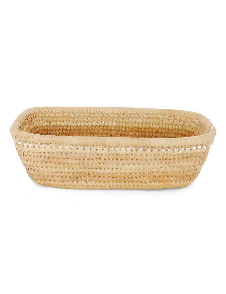 White Beaded Rectangle Basket