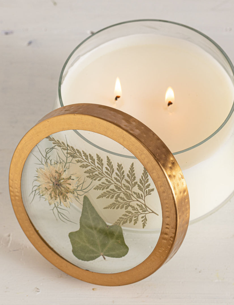 Forest Pressed Floral Candle