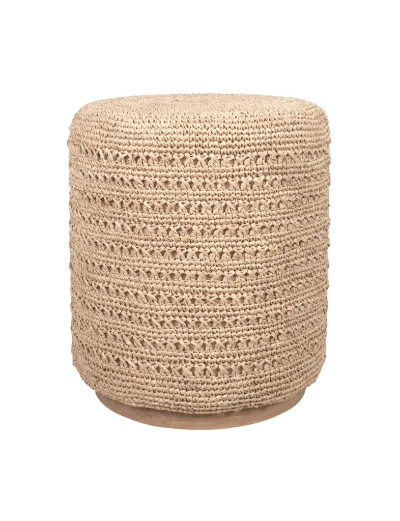 Round Raffia Ottoman
