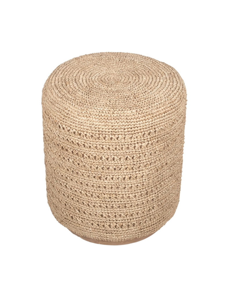 Round Raffia Ottoman