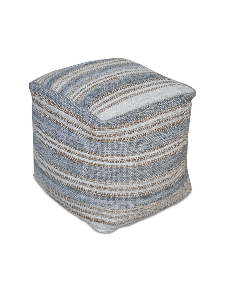 Grey Stripe Pouf