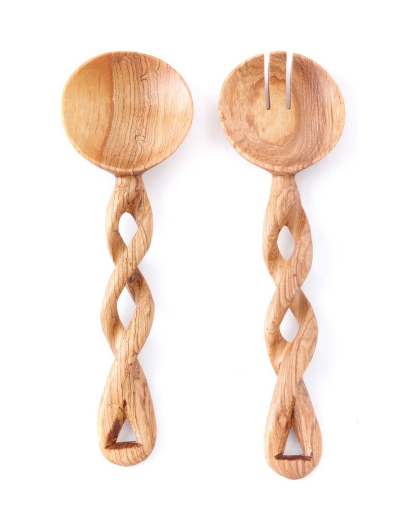 Twisted Olive Wood Servers