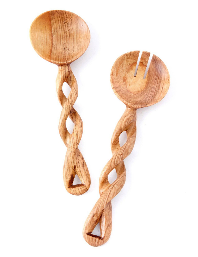 Twisted Olive Wood Servers