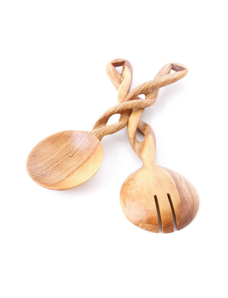 Twisted Olive Wood Servers