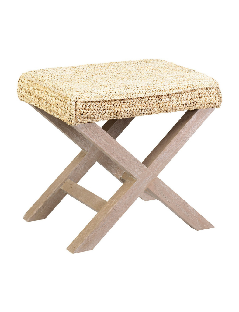 Natural Raffia Ottoman