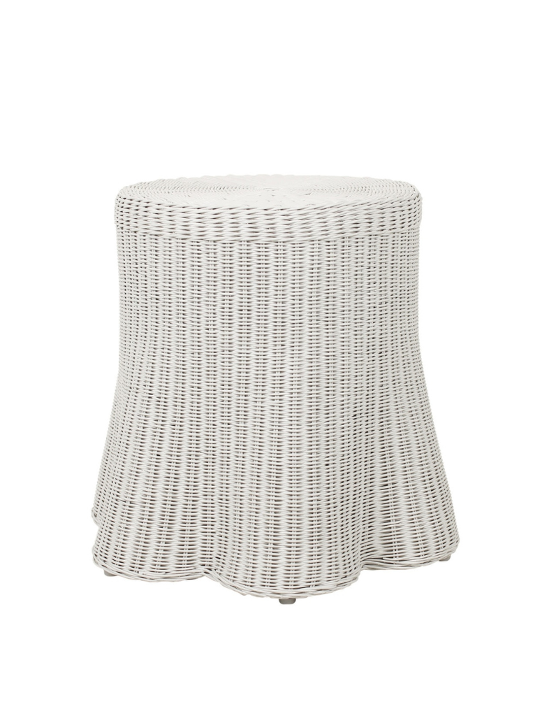 Scalloped Rattan Side Table