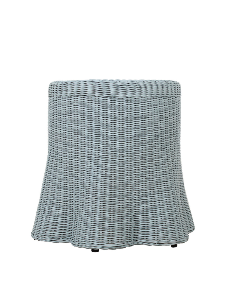 Scalloped Rattan Side Table