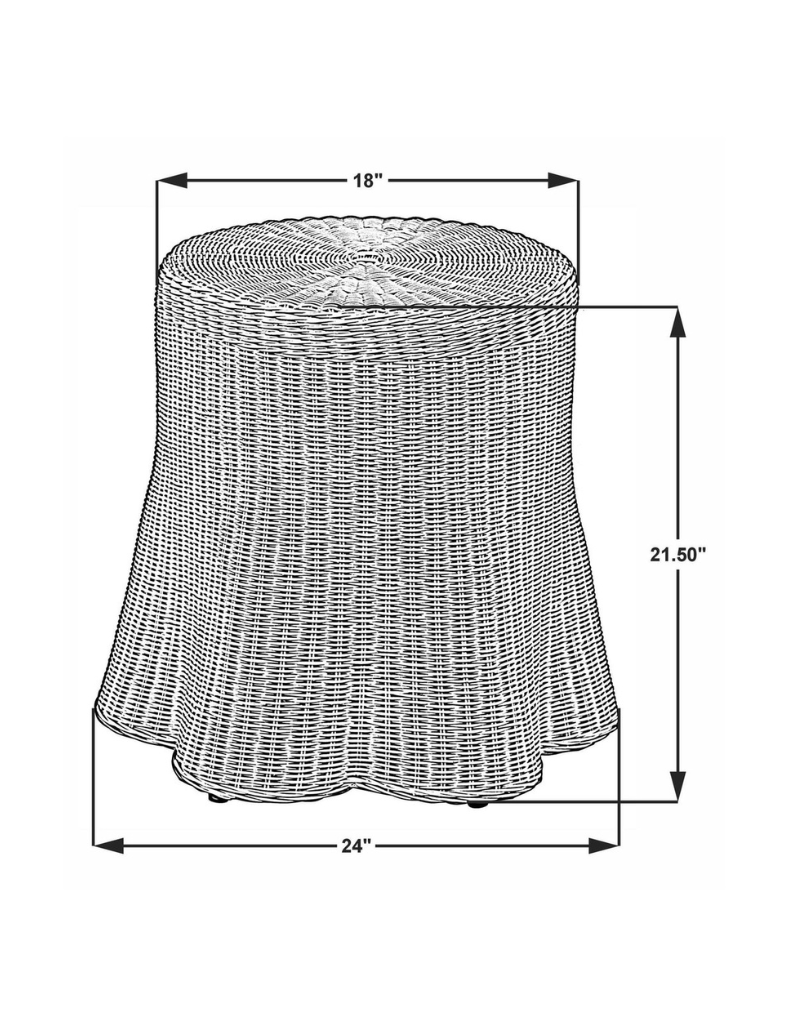 Scalloped Rattan Side Table