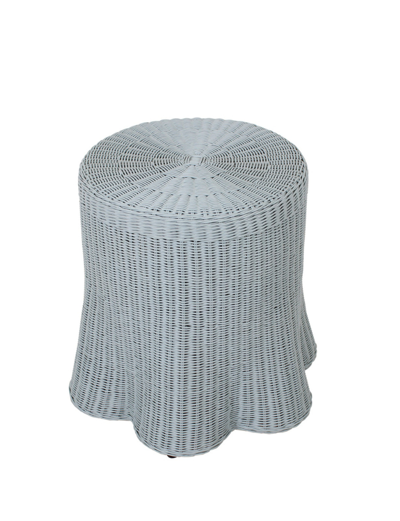 Scalloped Rattan Side Table