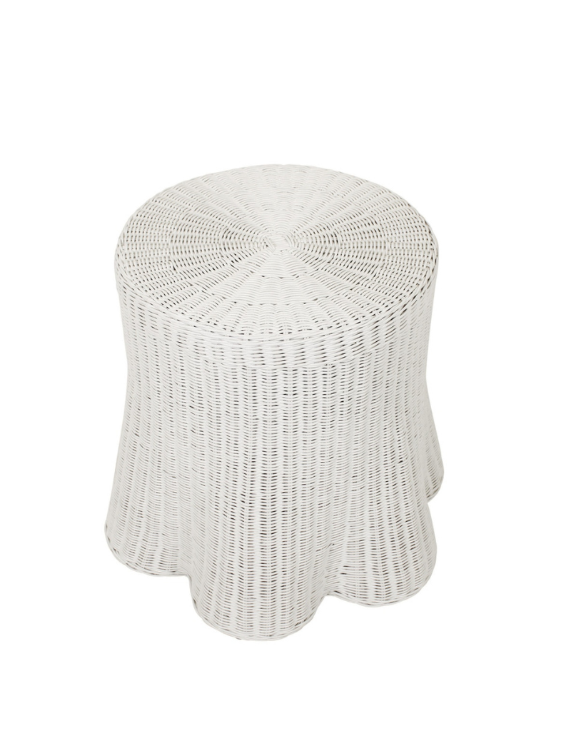 Scalloped Rattan Side Table