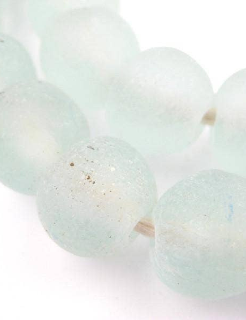 Pale Aqua Recycled Glass Beads