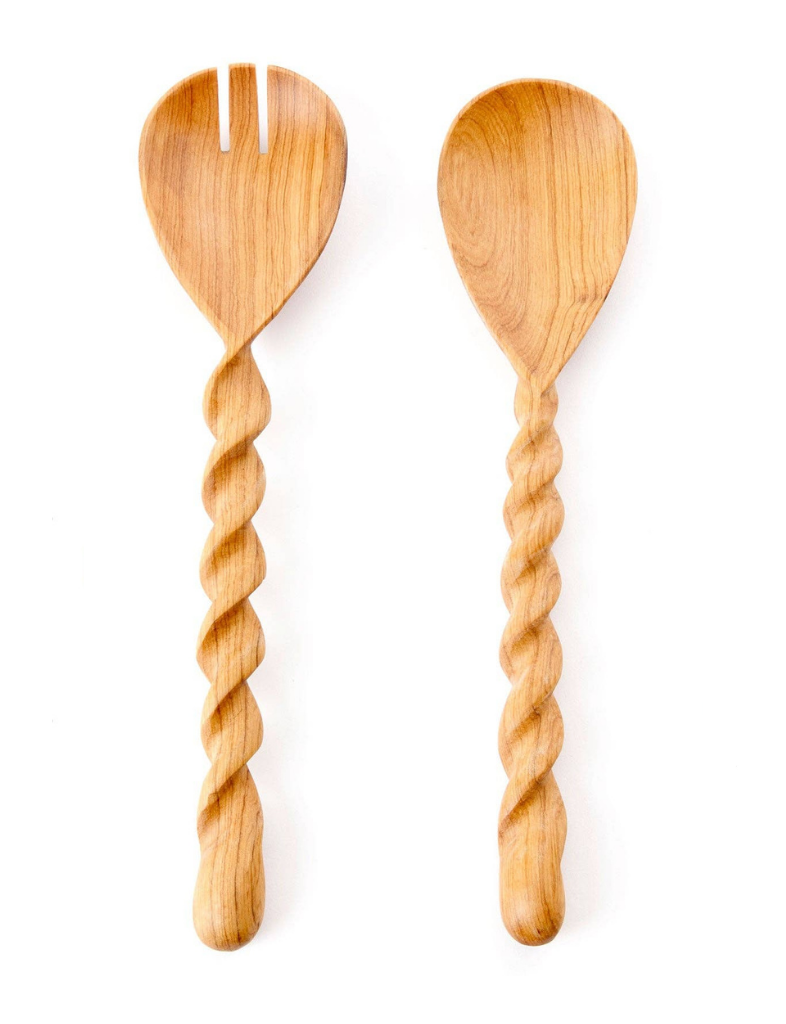 Spiral Olive Wood Servers