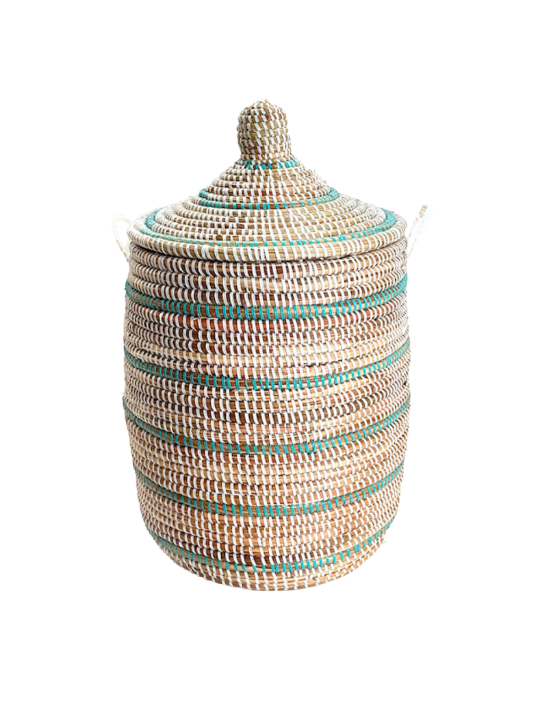 Teal Striped Basket