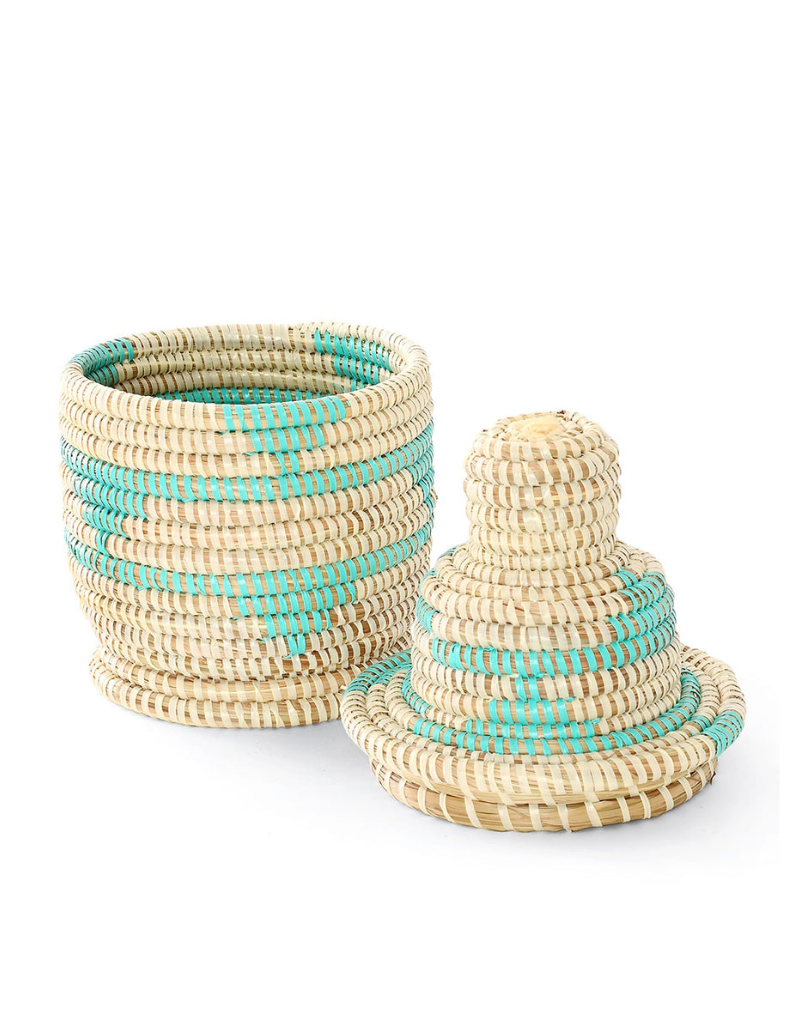 Cream + Aqua Tiered Basket