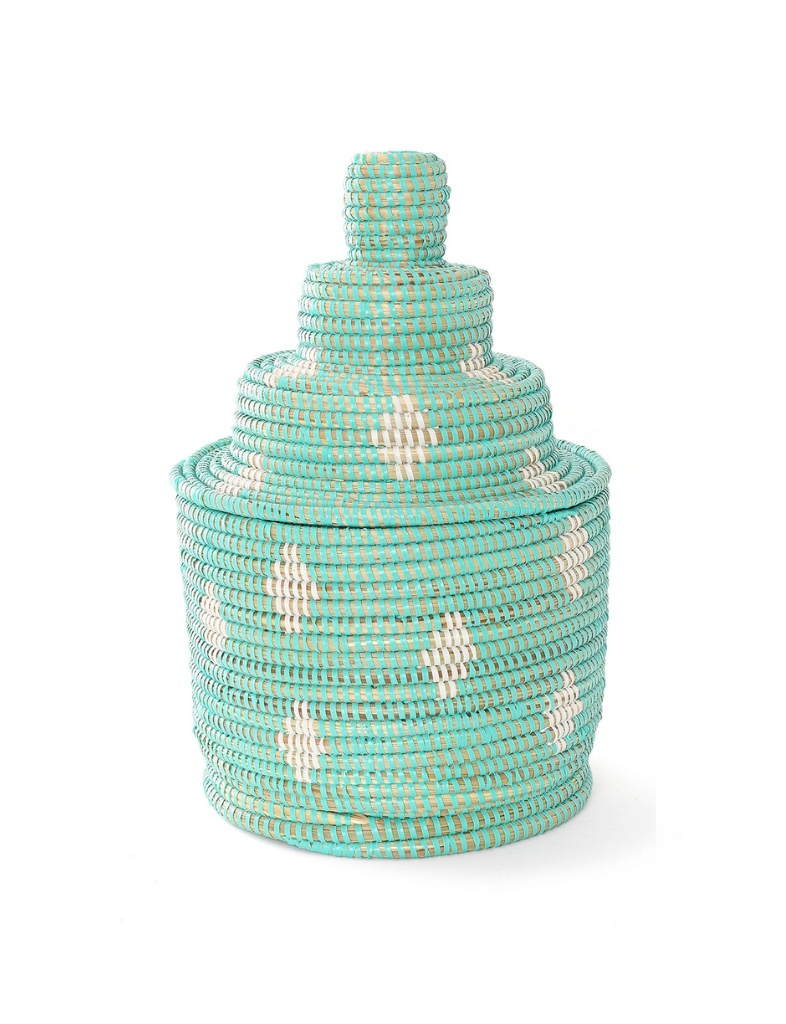 Aqua + White Tiered Basket
