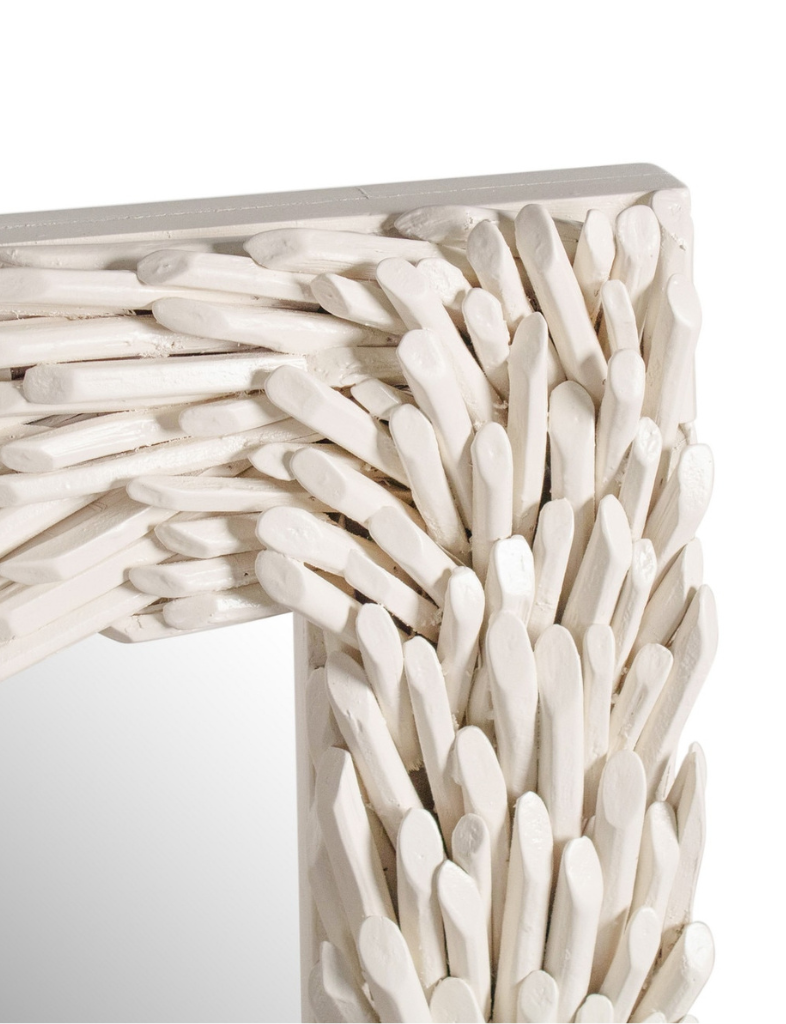 White Teak Mirror