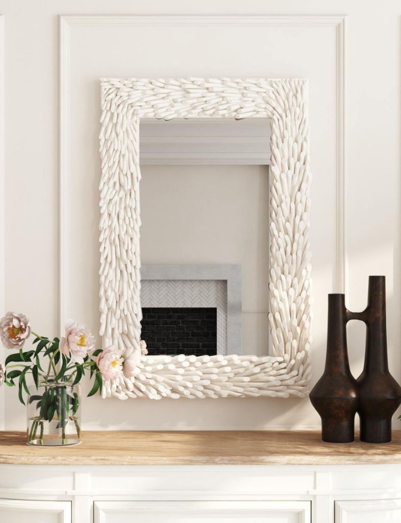White Teak Mirror