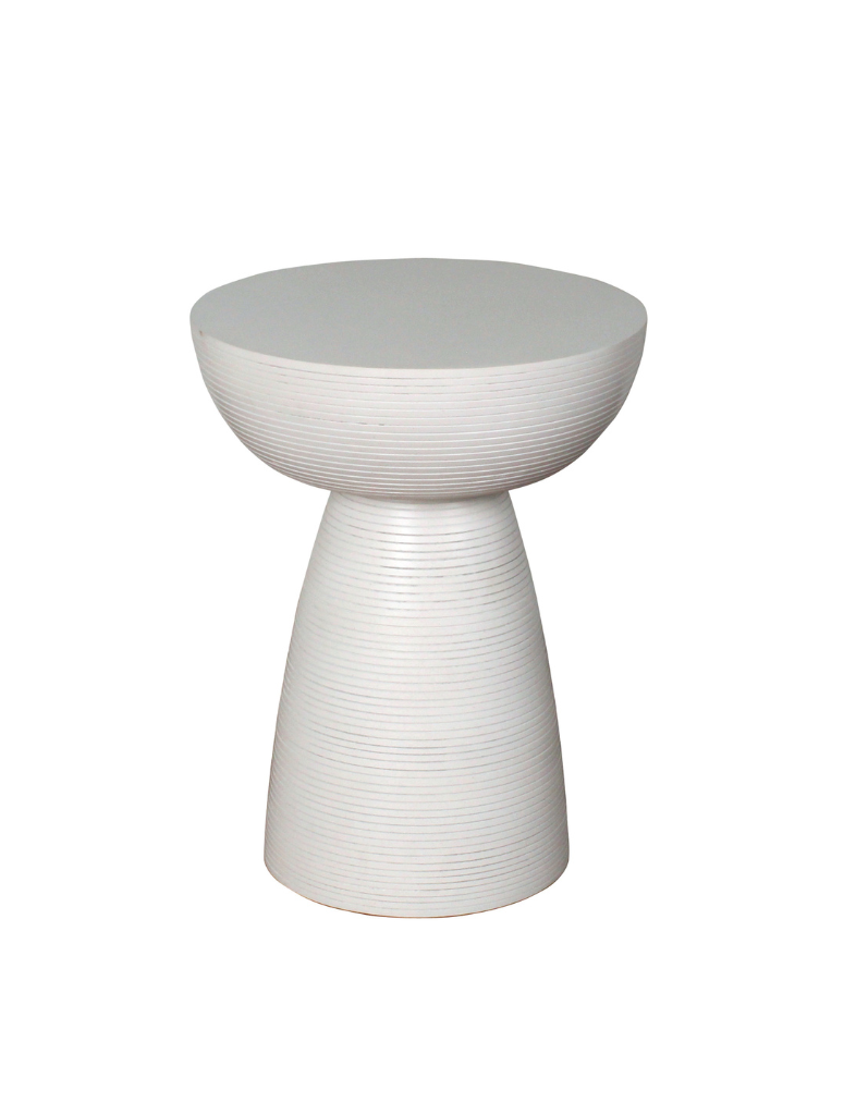 White Rippled Side Table