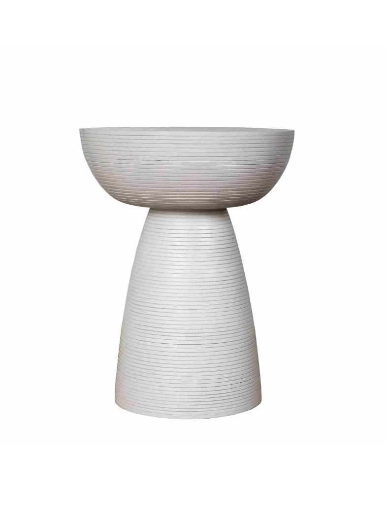 White Rippled Side Table